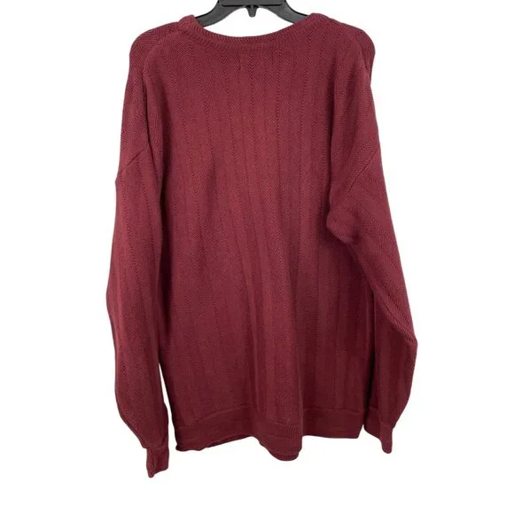 Chaps Ralph Lauren Sweater Burgundy Wine Mens Size Large 100% Cotton - Picture 7 of 9